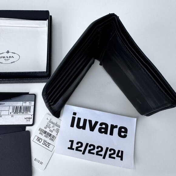 AUTHENTIC Prada Black Leather Mens Bifold / Wallet - Picture 6 of 9